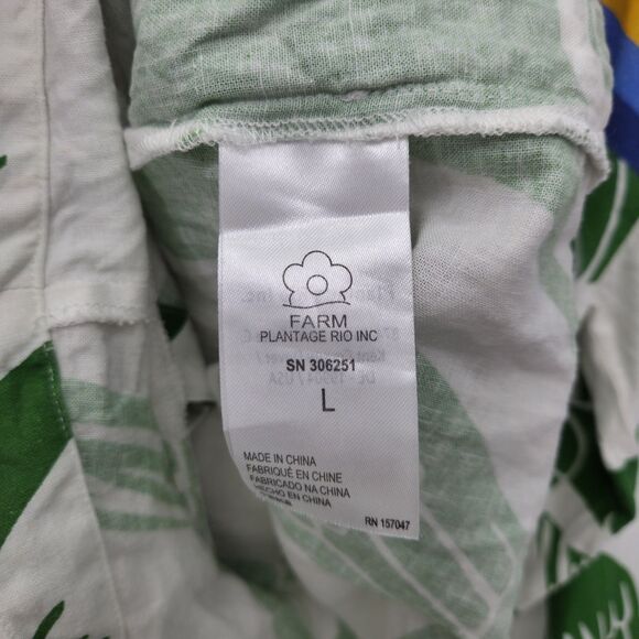 Farm Rio Anthropologie Toucan Rainbow Romper Linen Blend Long Sleeves Size Large - Picture 6 of 7